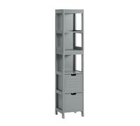 SoBuy Mueble Baño Alto Armario Baño Estrecho 30x30x144 cm Gris | Mueble Auxiliar de Baño Moderno con Estantes y Cajones, Alta Capacidad de Almacenaje Diseño Compacto Estilo Nórdico FRG126-SG