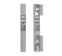 SoBuy Mueble Baño Alto con Estantes Regulables y Cajón 20x20x180cm Gris