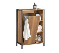 SoBuy Mueble Baño con Cesto para Ropa Sucia 60x30x90 cm Estilo Industrial | Mueble Auxiliar de Baño con Estantes Abiertos y Cesto Extraíble, Mueble Almacenaje para Baño, Dormitorio o Entrada, BZR65-PF