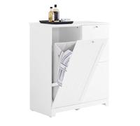SoBuy Mueble Baño Estrecho con 3 Cesto para Ropa Sucia 78x38x90 cm | Mueble Baño Auxiliar, Armario Lavadero Cajonera Baño Blanca BZR213-W