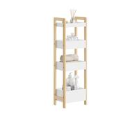 SoBuy Mueble Baño Estrecho con 4 Estantes - Mueble Auxiliar Baño Estrecho 20 cm Ancho Estantería Estrecha para WC y Lavandería Madera FRG226-H-WN