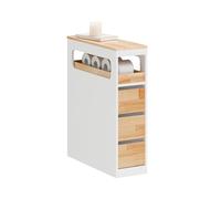 SoBuy Mueble Baño Estrecho con Estante Ajustable y 3 Cajones 65x23x82cm