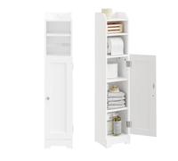 SoBuy Mueble Baño Estrecho con Estante Ajustable y Barra 20x18x95 cm Blanco