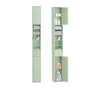 SoBuy Mueble Baño Estrecho y Alto Armario Baño Tipo Columna Auxiliar Mueble Auxiliar de Almacenaje con Estantes Regulables y Cajón Armario Estrecho para Espacios Reducidos, 20x20x180cm BZR34-II-GR