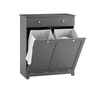 SoBuy Mueble Basura Cocina con Cubo de Basura Integrado 78x38x90 cm | Organizador de Reciclaje con 2 Cajones y 2 Bolsas de 45L Mueble Auxiliar Cocina con Cierre Silencioso, Gris BZR33-II-DG