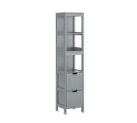 SoBuy Mueble Columna de Baño Armario para Baño con 3 estantes y 2 Cajones Gris Claro 30 x30 x 145 cm FRG126-SG ES