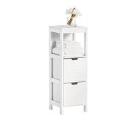 SoBuy Mueble de Baño Comoda Armario Estrecho con 2 Cestas 30x89x30cm Blanco