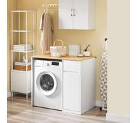 SoBuy: Mueble de baño con cesto para ropa, 1 puerta, mueble de almacenamiento con puertas, blanco, diseño moderno, modelo BZR217-WN