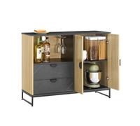 SoBuy Mueble de Entrada con Hueco para microondas, 107×40×85 cm | Mueble auxiliar con portacopas, balda regulable, pasacables Ø6 cm y patas metálicas, cocina y salón, MDF, FSB103-N