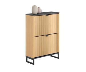 Sobuy mueble organizador de zapatos diseño escandinavo 60x24x88 cm negro y madera claro fsr202-n 60 cm