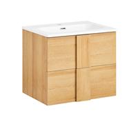 SoBuy Mueble para Debajo del Lavabo Armario Colgante para Cuarto de Baño con 2 Cajones y 1 Lavabo Blanco 61 x 46 x 54 cm BZR172-N ES