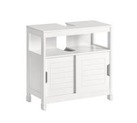 SoBuy Mueble para Debajo del Lavabo Armario de Baño de Suelo con 1 Estante y 2 Puertas Correderas Blanco 60 x 30 x 60 cm FRG128-W ES