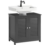 SoBuy: Mueble para lavabo de baño, con dos puertas y dos estantes interiores, color gris