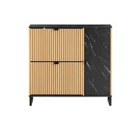 Sobuy mueble para zapatos estrecho entrada 2 puertas abatibles diseño nórdico 90x24x88 cm negro madera claro fsr203-n 90 cm