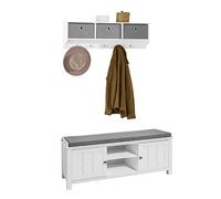 SoBuy Mueble recibidor Zapatero con Perchero Gris+Blanco, FSR35-W+FRG282-W ES