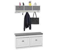 SoBuy Mueble recibidor Zapatero con Perchero,Gris+Blanco, FSR64-W+FRG282-W,ES (Zapatero+Perchero)