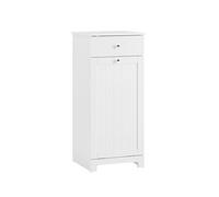 Sobuy | mueble ropa sucia blanco con 1 cesta | mueble de baño con una puerta | mueble auxiliar de baño con 1 cajón | 40.0x38.0x90.0 cm | capacidad de carga 20 kg | bzr21-ii-w
