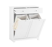 SoBuy Mueble Ropa Sucia con 2 Cestos Abatibles Y 2 Cajones, 78x38x90 Cm | 2 cestos abatibles extraíbles de 90 L y 2 cajones para separar la ropa sucia de toda la familia. Blanco. BZR33-II-W
