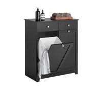 SoBuy Mueble Ropa Sucia con 2 Cestos Abatibles y 2 Cajones, 78x38x90 cm | 2 Cestos Abatibles Extraíbles de 90 L y 2 Cajones para Separar la Ropa Sucia de Toda la Familia, Negro, BZR33-II-SCH