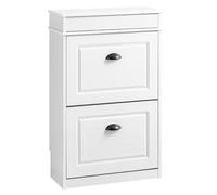 SoBuy Mueble Zapatero Estrecho Entrada Recibidor, Zapatero Blanco Estrecho con Cajón, Diseño Vintage Madera Blanca, Mueble Recibidor 24 cm Fondo, 54x24x85 cm, FSR78-WG