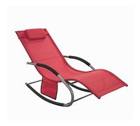 SoBuy OGS28 Lettino tumbona de jardín columpio con bolsa y columpio transpirable y aireado para jardines, patios, playas Rojo
