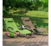 SoBuy OGS28x2 Juego de 2 tumbonas columpio con bolsa y almohada tumbona columpio para jardines y patios Caqui oscuro