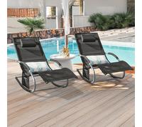 SoBuy OGS28x2 Tumbona 2 juegos de tumbona de jardín, bolsa, almohada, tumbona breezy para jardines, patios, playas gris