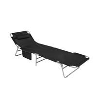 SoBuy OGS35-SCH,Tumbona inclinable de Acero Color Negro Plegable con Almohada Playa Piscina Jardín Mecedora,ES (1)