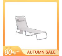 SoBuy Tumbonas plegables OGS35-MIx2 - Set 2 reclinables con almohada y bolsillo, beige