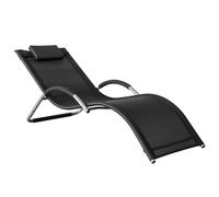 SoBuy OGS38-SCH Sillón tumbona con almohada para jardines, patios, pliegues, balcones carga 120 kg BHT aprox. 55x67x165cm Negro
