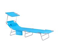 SoBuy OGS48-Bx2 Tumbonas Tumbonas de Relación con Respaldo Reclinable y Parasol Tumbonas Plegables 63 x 195 x 90 cm Azul ES