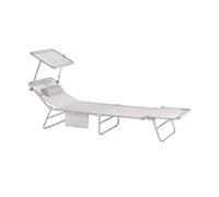 SoBuy OGS48-MIx2 Tumbonas Tumbonas de Relación con Respaldo Reclinable y Parasol Tumbonas Plegables 63 x 195 x 90 cm Beige ES