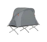 SoBuy OGS60-HG Tienda de supervivencia Cama de campamento Juego de camping 4 en 1 con saco de dormir Colchón y accesorios Tienda de campaña para 1 persona Gris
