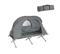 SoBuy OGS60-HG Tienda de supervivencia Cama de campamento Juego de camping 4 en 1 con saco de dormir Colchón y accesorios Tienda de campaña para 1 persona Gris