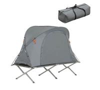 SoBuy OGS60-HG Tienda de supervivencia Cama de campamento Juego de camping 4 en 1 con saco de dormir Colchón y accesorios Tienda de campaña para 1 persona Gris