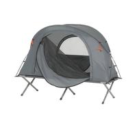 SoBuy OGS60-HG Tienda de supervivencia Cama de campamento Juego de camping 4 en 1 con saco de dormir Colchón y accesorios Tienda de campaña para 1 persona Gris