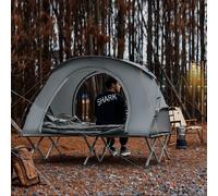 SoBuy OGS60-L-HG Tienda de campaña de supervivencia con tienda de campaña Cama de campamento Juego de camping 4 en 1 con saco de dormir y accesorios Tienda de campaña para 2 personas Gris 194x157x145c