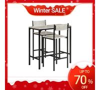 SoBuy OGT03 Juego de mesa de bar Mesa de comedor de 3 piezas Mesa de bistró Muebles de balcón Muebles de bistró Gris claro