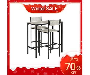 SoBuy OGT03 Juego de mesa de bar Mesa de comedor de 3 piezas Mesa de bistró Muebles de balcón Muebles de bistró Nature