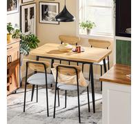 SoBuy OGT52-N juego de mesa de comedor para grupo de comedor mesa de bar de 5 piezas con 4 sillas, cómodas fundas de espuma NATURE