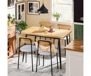 SoBuy OGT52-N juego de mesa de comedor para grupo de comedor mesa de bar de 5 piezas con 4 sillas, cómodas fundas de espuma NATURE