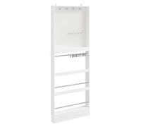 SoBuy Organizador de Entrada con Perchero y Zapatero, Estantería de Pared Blanca, Mueble de Recibidor Unidad de Diseño FHK39-W