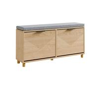 SoBuy FSR211-N Banco para zapatos con asiento para zapatos grandes, zapatero con banco, para pasillos estrechos, apartamentos pequeños, aspecto de madera, 100x24x50 cm Natural