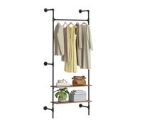 SoBuy Perchero de Pared con 2 Estantes MDF 45kg, 91,5x48x220cm | Perchero Burro Ahorra Espacio para Ropa, Dormitorio y Entrada, Industrial Negro, KLS20-SCH