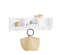 SoBuy Perchero de Pared Estante para Entrada con 3 Ganchos y 3 Compartimentos Blanco 100 x 20 x 30 cm FHK35-W ES