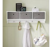 SoBuy FRG282 Pared armario pasillo armario vestidos gancho percha sin materia con 3 cestas y 5 ganchos armario BHT aprox. : 100x30x20cm BLANCO