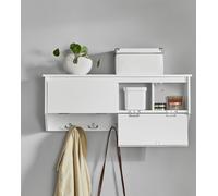 SoBuy - Perchero de pared para pasillo, con ganchos para ropa, estante con 2 puertas y 5 ganchos, estante de pared para guardar ropa, color blanco, dimensiones aproximadas: 78x30x20 cm. Modelo: FHK24-