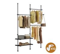 SoBuy - Perchero de pie, mueble de almacenamiento con 2 estantes, color , diseño moderno, modelo FRG34-II-SCH