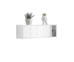 SoBuy Perchero Pared Recibidor con Puertas Correderas y Estante - Perchero Entrada Pared Madera Blanco para Colgador Recibidor Baño Cocina - 75x20x23cm 25kg FHK18-W