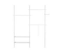 Sobuy perchero telescópico resistente - armario abierto ajustable con barras y estantes, perchero para dormitorio, blanco, frg34-ii-w 147 cm